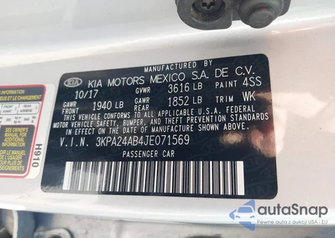 2018 Kia Rio S from USA, damaged, VIN 3KPA24AB4JE071569